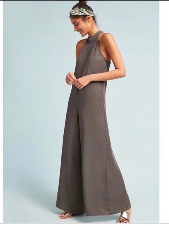 Anthropologie Pants - Cloth & Stone Anthropologie Brown Marfa Wide Leg Halter Jumpsuit